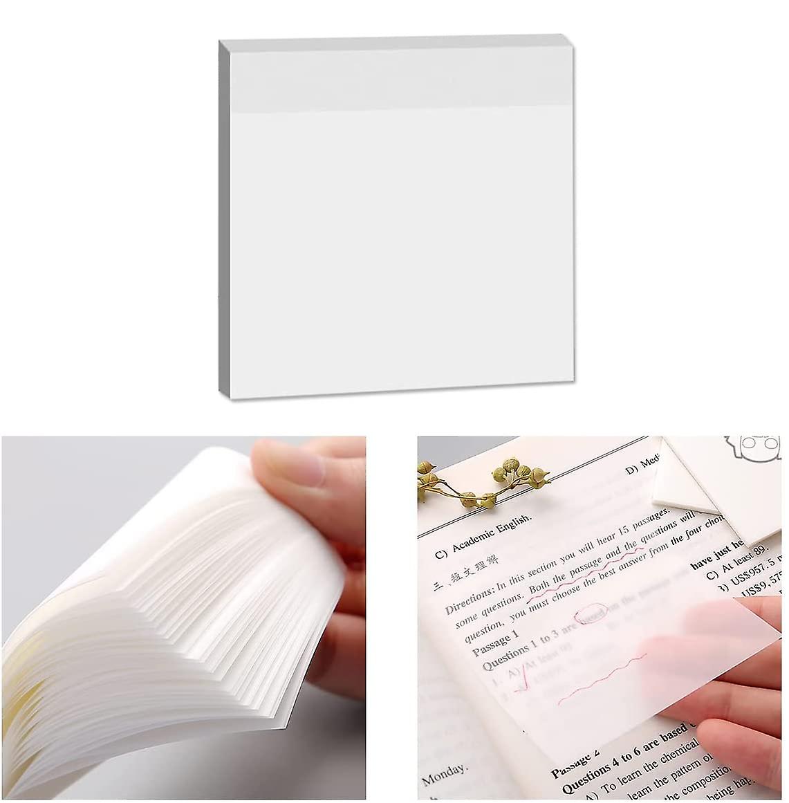 50pcs Transparent Sticky Notes Self-stick Note Pads, Transparent Self Adhesive Removable Transparent Notes (75*75mm)