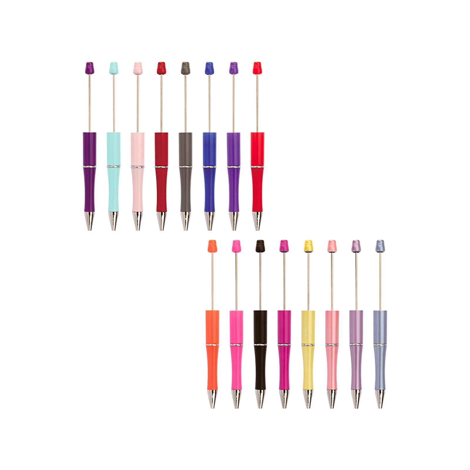 16 Pieces Assorted Bead Pen Beadable Pens Kits for Office Drawing Exam Spare