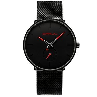 CRRJU 2150 Waterproof Round Dial Small Seconds Alloy Mesh Belt Quartz Watch for Men