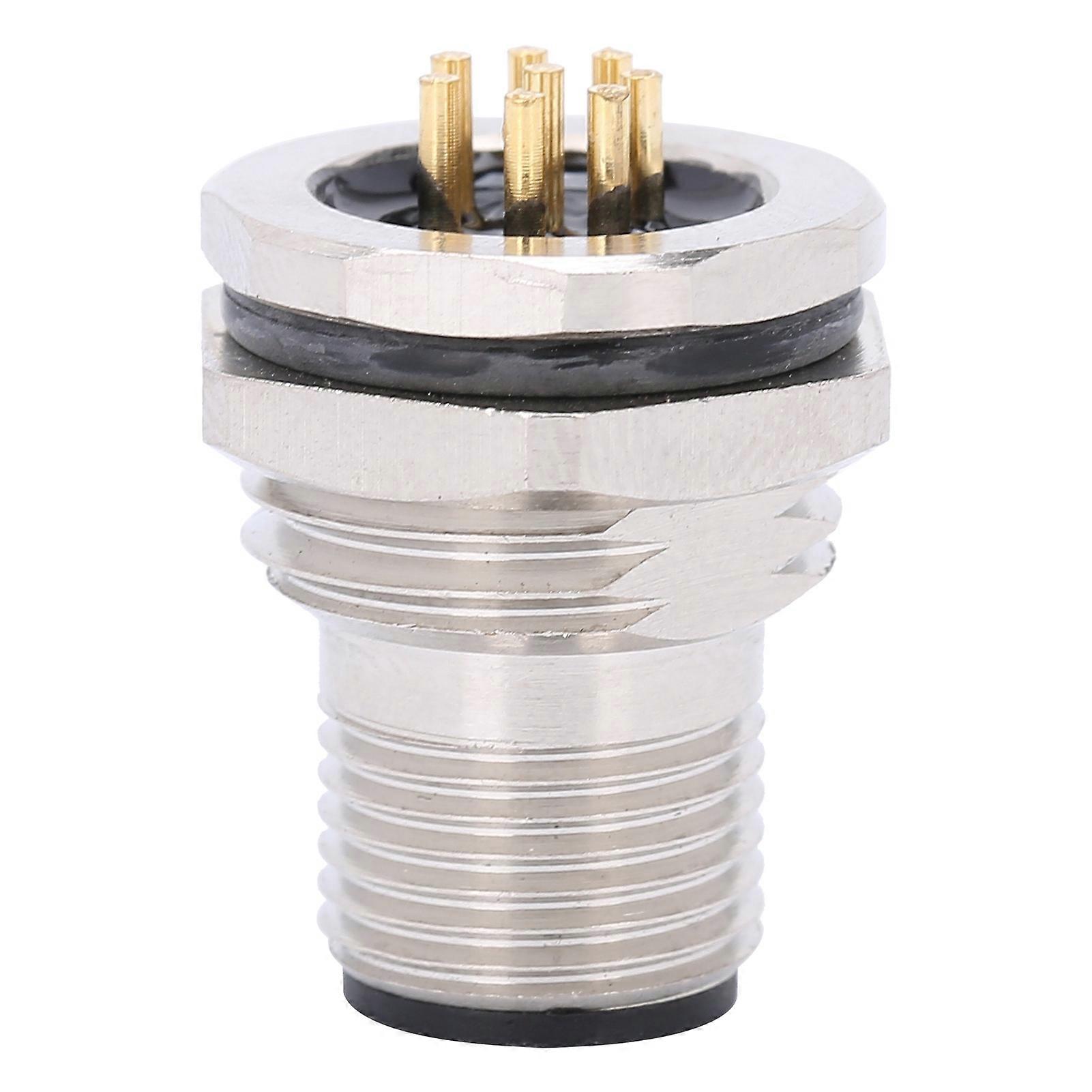 Fictory Panel Back Mounting Socket Fictory Panel Mount Socket M12 Thread 8 Pin Waterproof Connector, Industrial Electrical Circuit Back Mounting