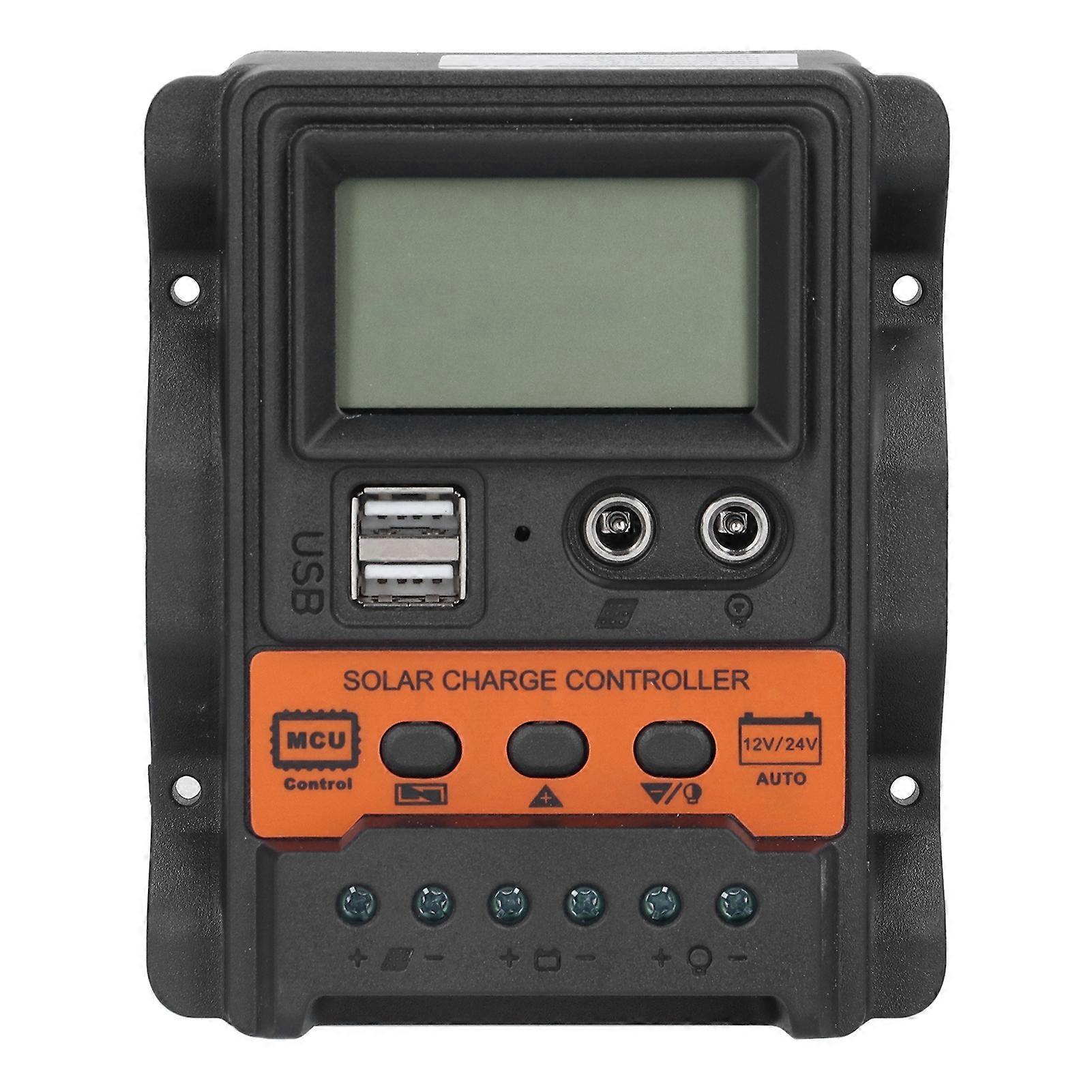 Solar Charge Controller LCD Display Double USB DC 12V‑24V Discharge Control Regulator20A