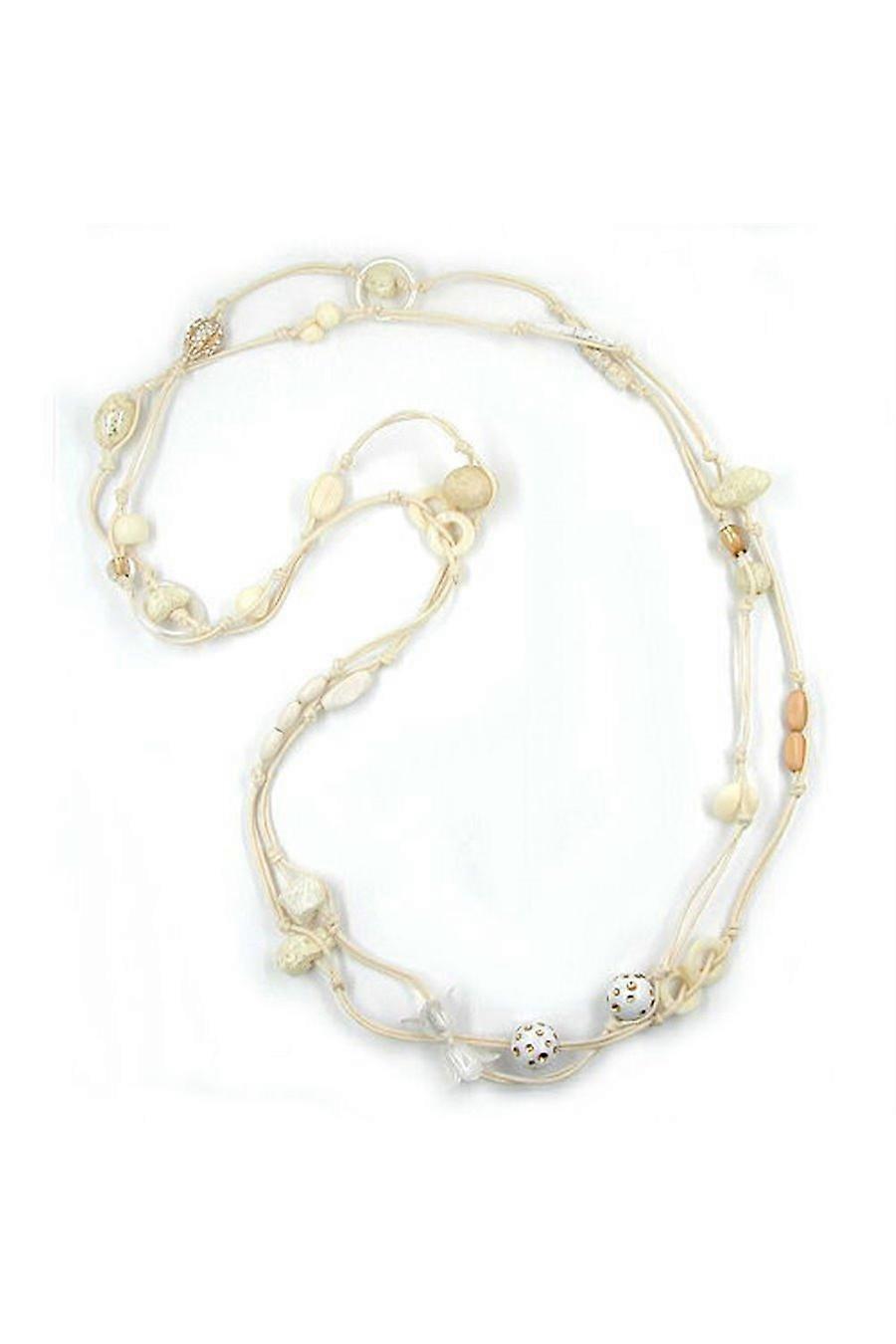 Necklace Creme-ivory-gold Endless 100cm - Gl07451