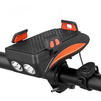 Veeki Luci Per Bici Con Supporto Per Telefono E Clacson Impermeabile Bici Supporto Del Telefono Bicicletta Faro Bici Campanello USB Ricaricabile Accessori Per Bici