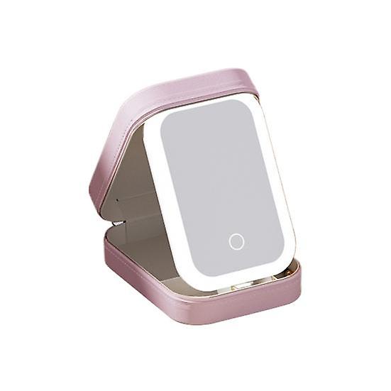 Cosmetic Storage Box with LED Mirror Multi Compartments Classification Storage Dustproof Portable Foldable Jewelry Small Stuffs Storage Case