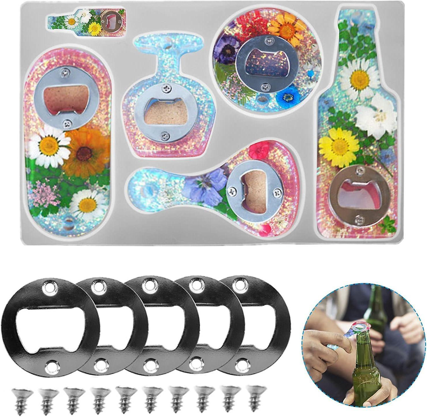 Bottle Opener Resin Molds Kit Wine Corkscrew Epoxy Silicone Mold Beer Spanner Opener Epoxy Mould wit