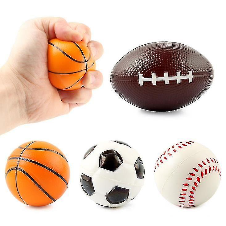 Grip Ball Rugby Basketball Football Foam Ball, Set Of 4 Balls For Toddlers Soft Soccer Ball, Basebal