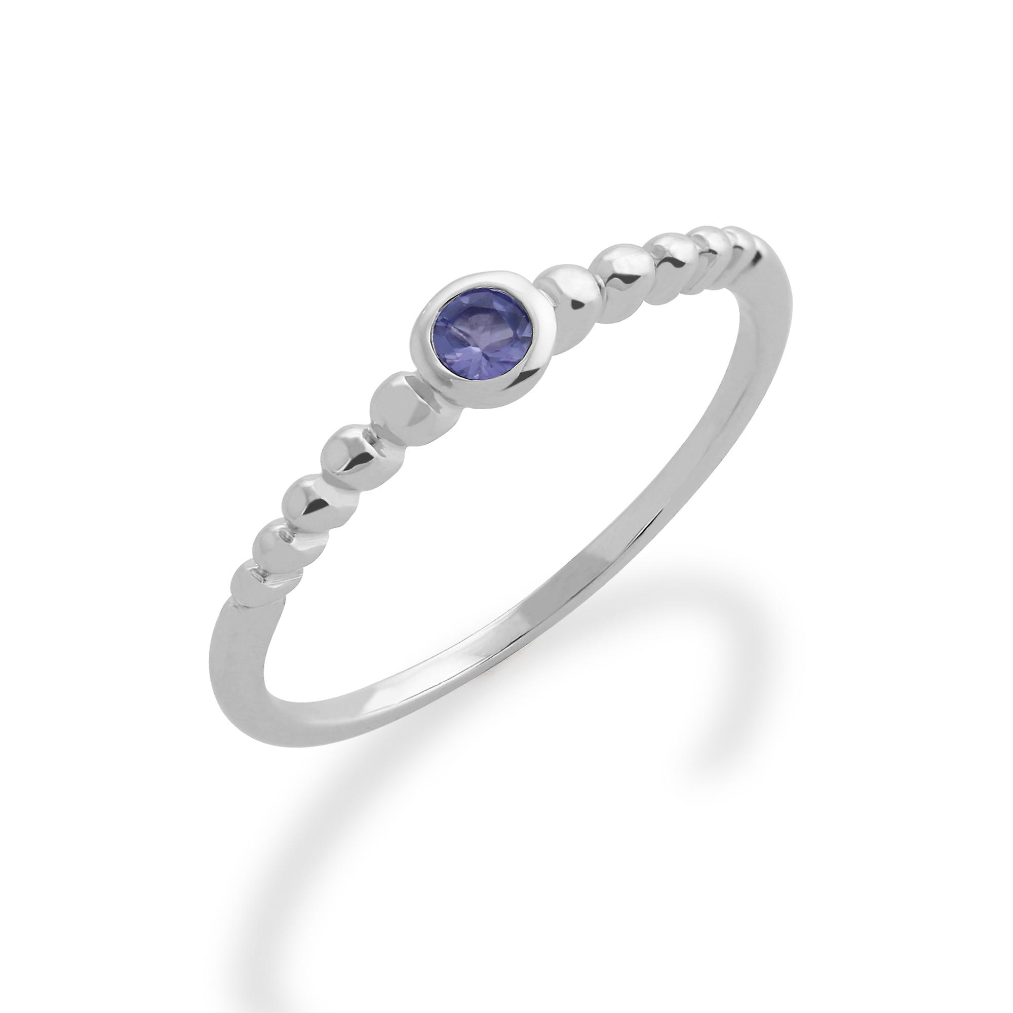 Essential Round Tanzanite Bezel Set Stack Ring in 925 Sterling Silver 271R019111925