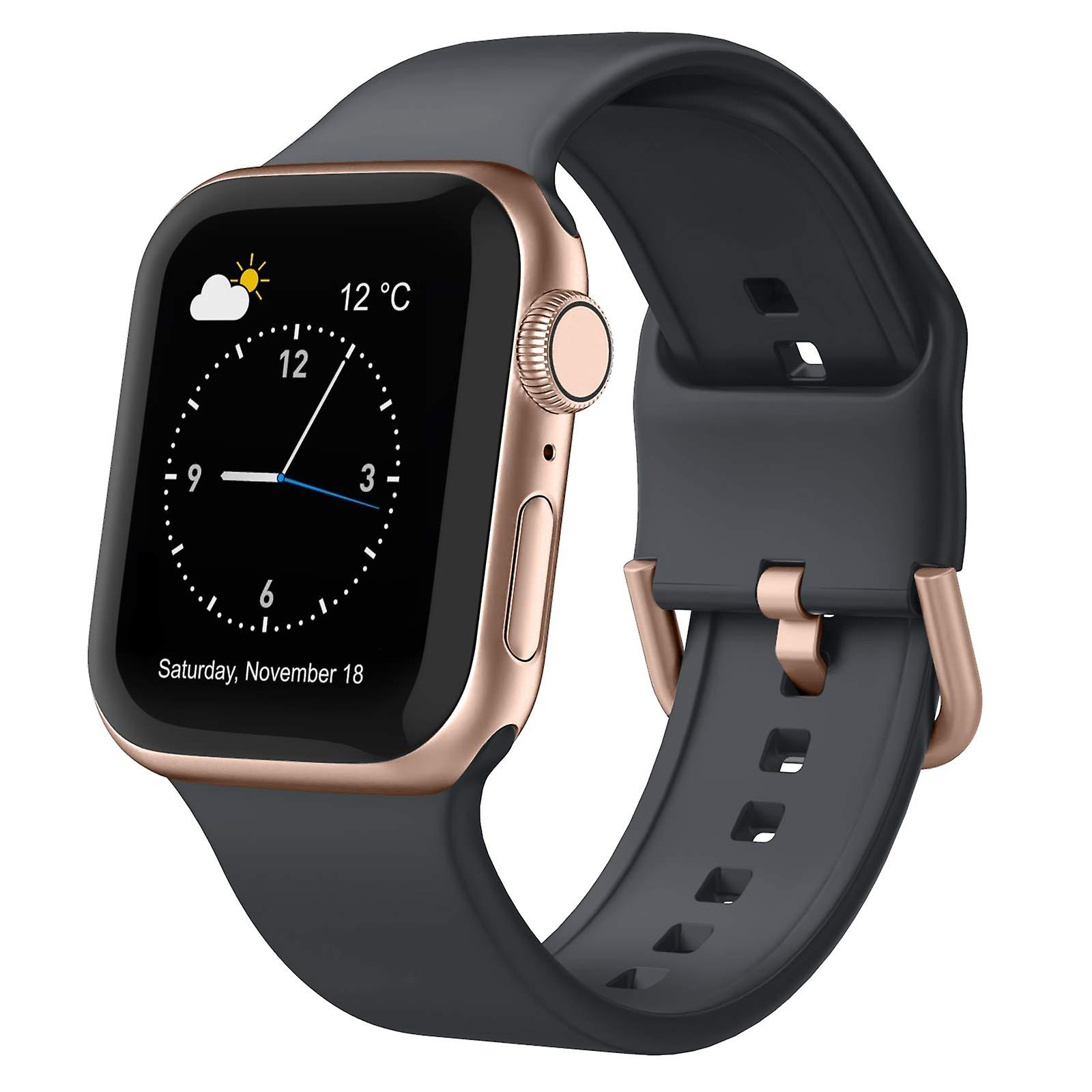 For Apple Watch SE 2022 44mm Pin Buckle Silicone Watch Band
