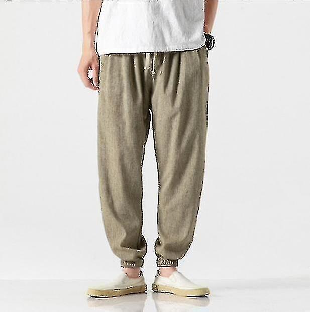 Harem ByxorByxor, män Linen Drop Crotch Wide Leg Baggy Byxor 
