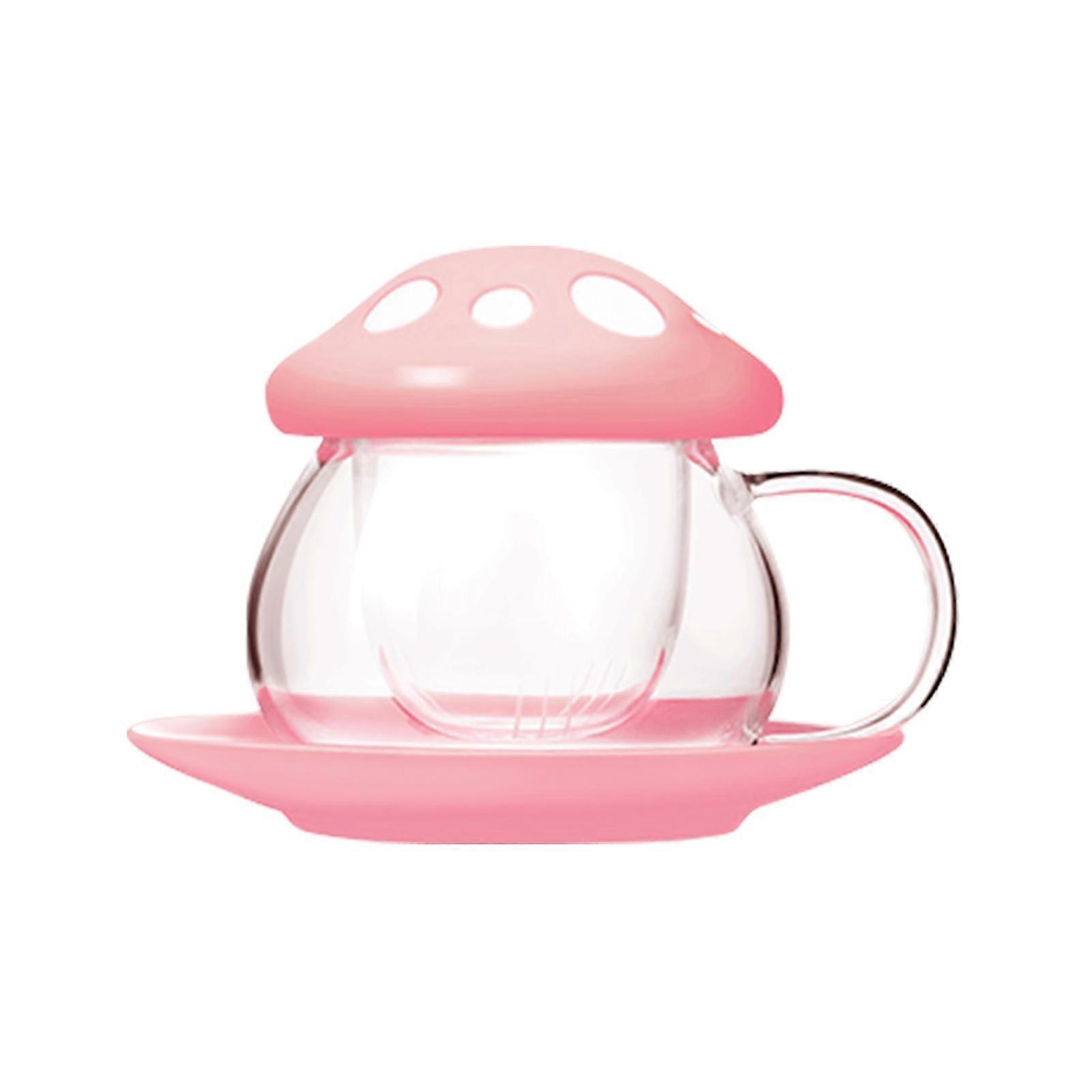 2023 New Upgrade Upgrade Glass Tea Cup Cute Mushroom Mug With Mushroom Spoon, Tea Cups With Strainer Filter, Clear Teapot With Ceramic Lid Co