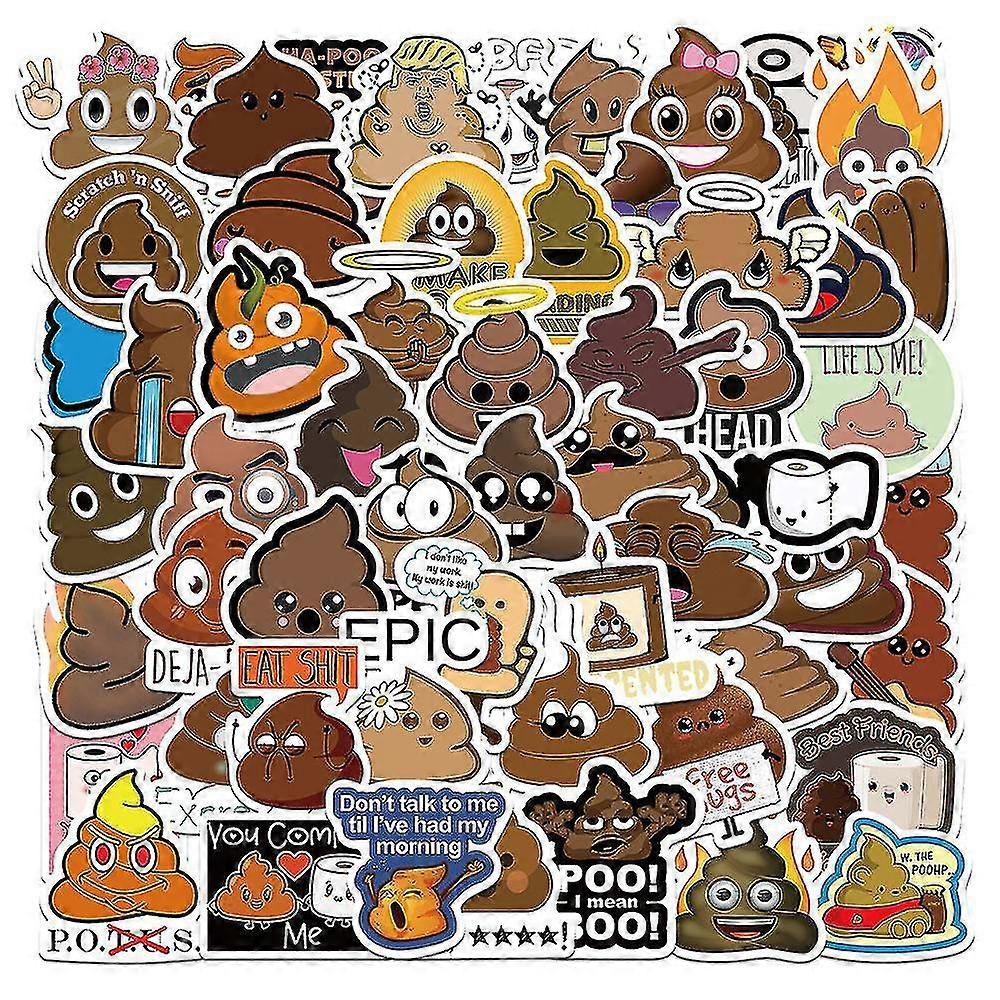60 Pieces Of Poop Stickers With Funny Creative Expressions, Suitcases, Mobile Phones, Skateboards, Computers, Waterproof Decorative Stickers