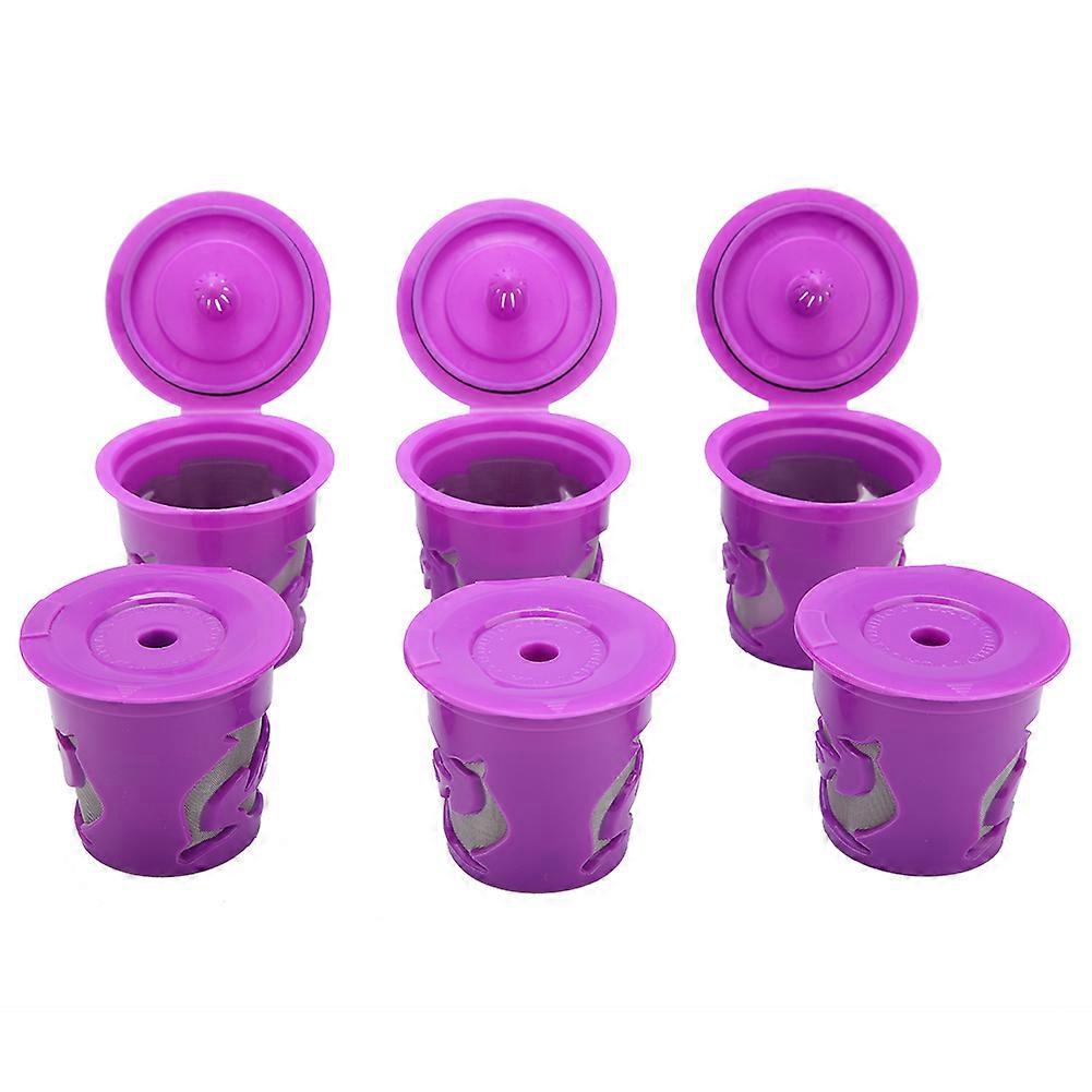 6pcs/Set Plastic & Stainless Steel Reusable Refillable Coffee Capsules Pod Filter Cups Strainer