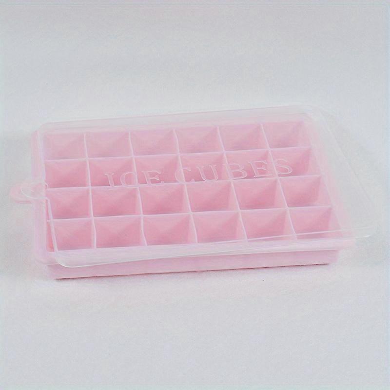 1pc, Ice Cube Tray With Lid, 24 Cavity Flexible Food Grade Silicone Ice Cube Mold, Ice Trays For Freezer, Ice Cube Maker, Easy Release Ice Maker, For