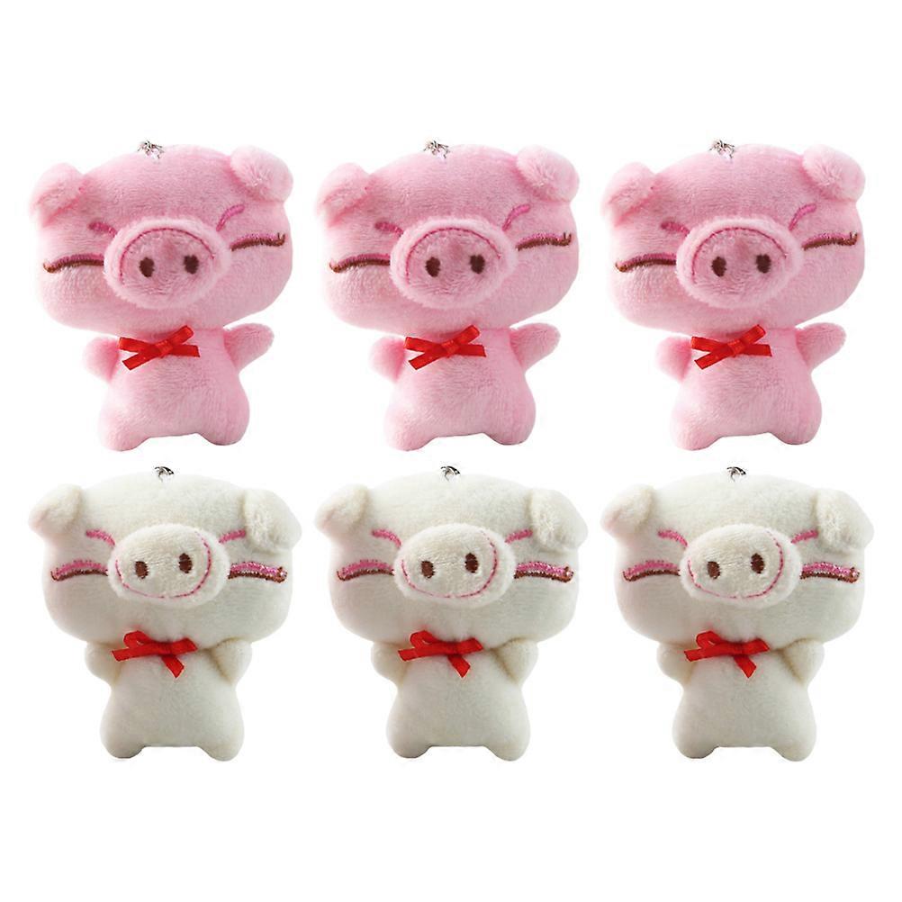 6 Pcs Piggy Plush Toy Earring Charm Bracelet Charm Plush Key Pendant Bag Charm