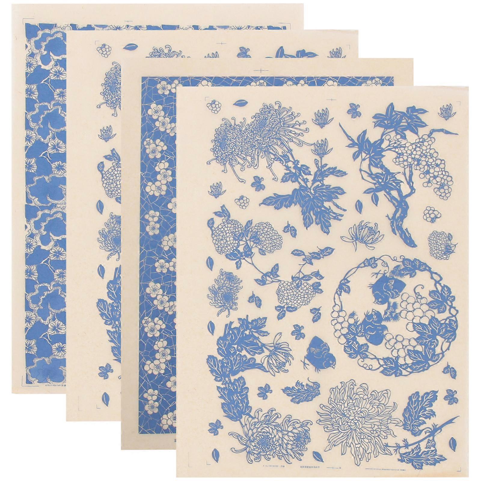 4 Sheets Clay Transfer Paper Decal High Temperature Underglaze Colored Paper