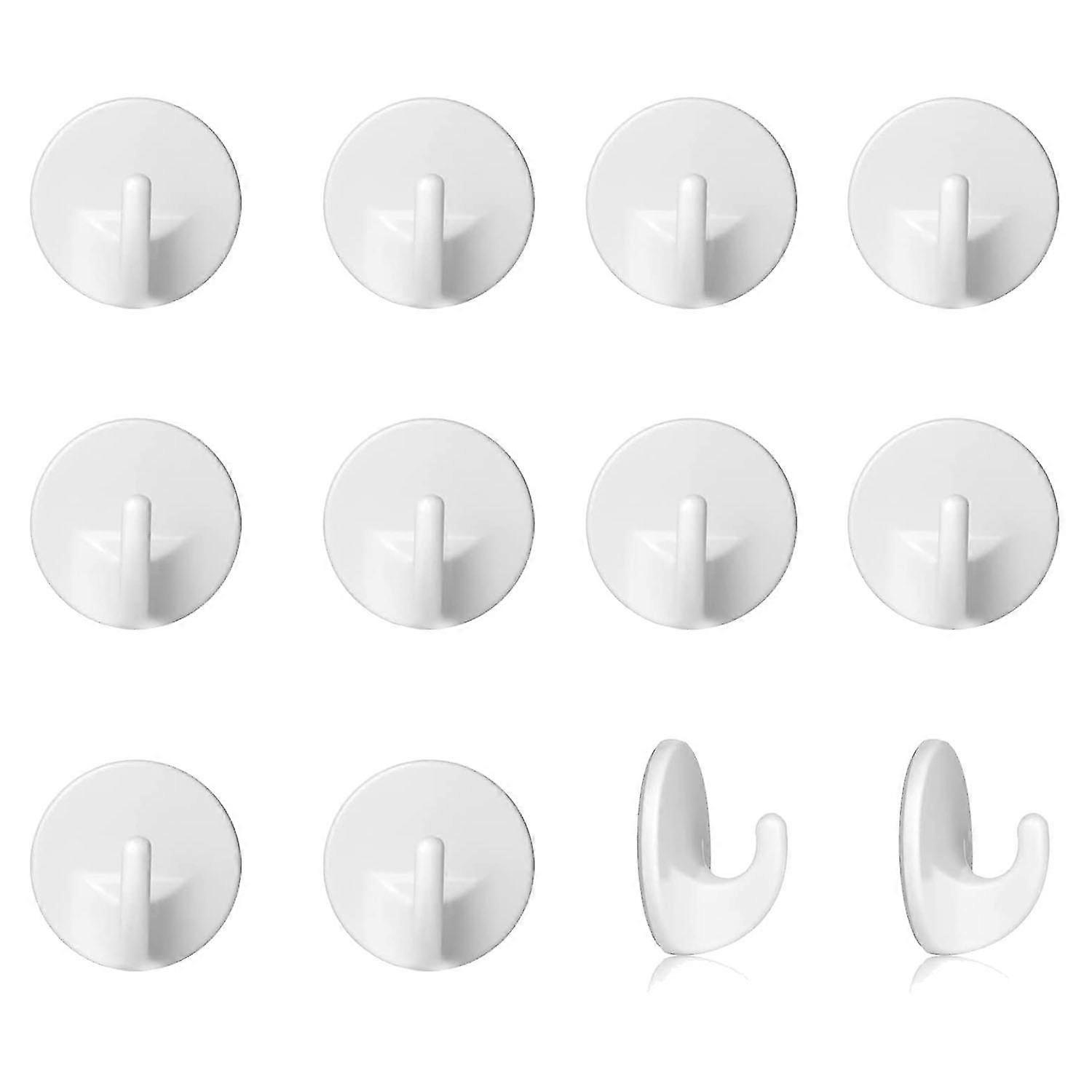 12 Pcs Plastic Hooks Self Adhesive, Sticky Hooks Removable Wall Hooks,Stick on Hooks for Hanging Co