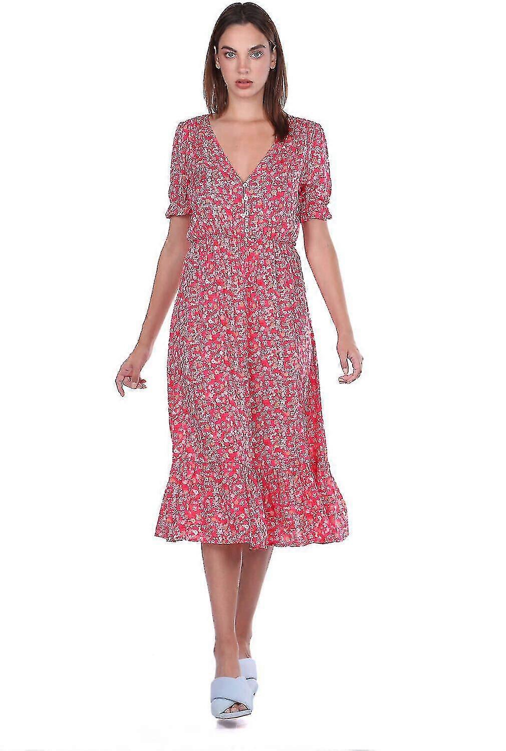Kurzärmeliges Blumenmuster Kleid