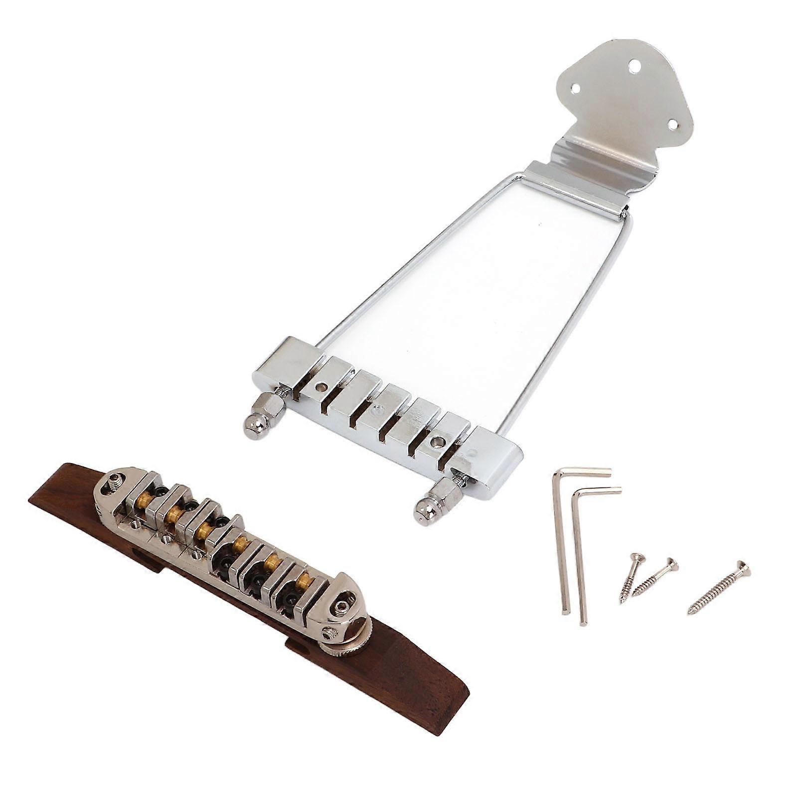 6 String Guitar Metal Tailpiece Adjustable Wooden Bridge Replacement String Instrument Accessories