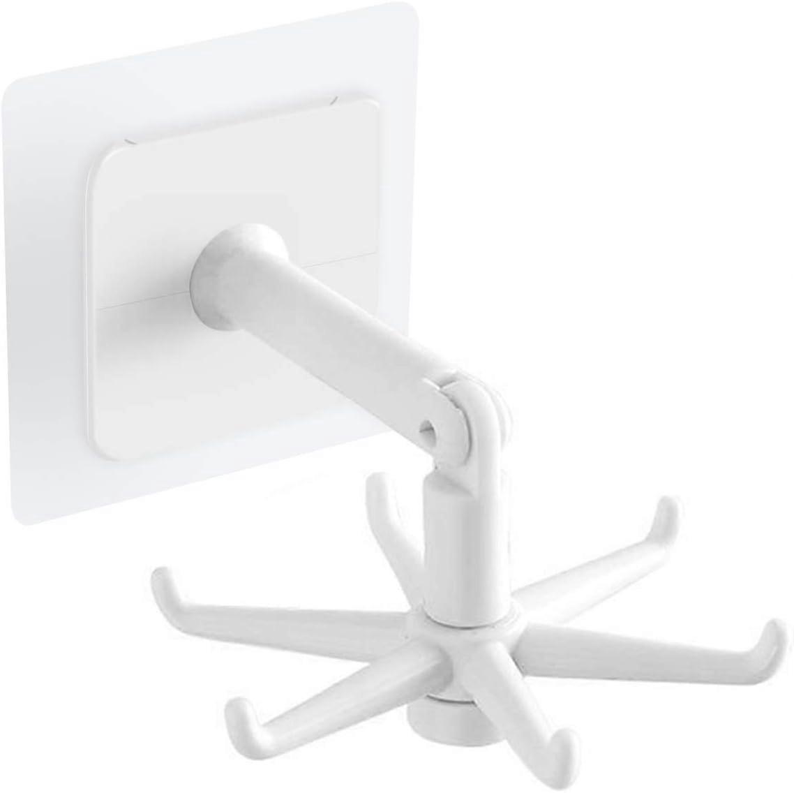 Self Adhesive Rotating Folding Hooks Mounted Kitchen Tools for Hanging, Towel Hooks for Bathrooms (Pack of 1White)