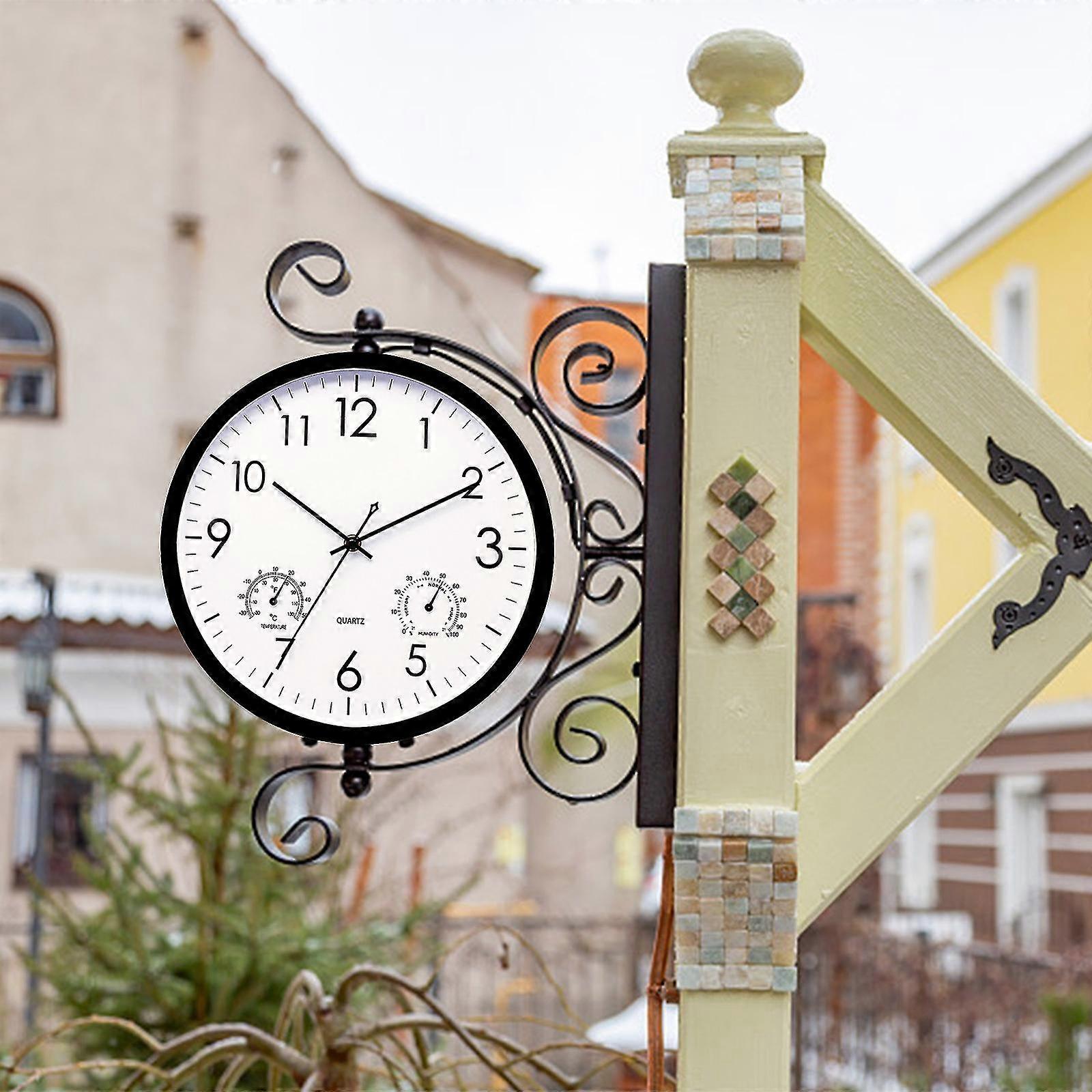 Kotitalouksien lämpömittarit ulkopuutarha retro kello lämpötilan mittaus kosteusmittari 12 tuumaa