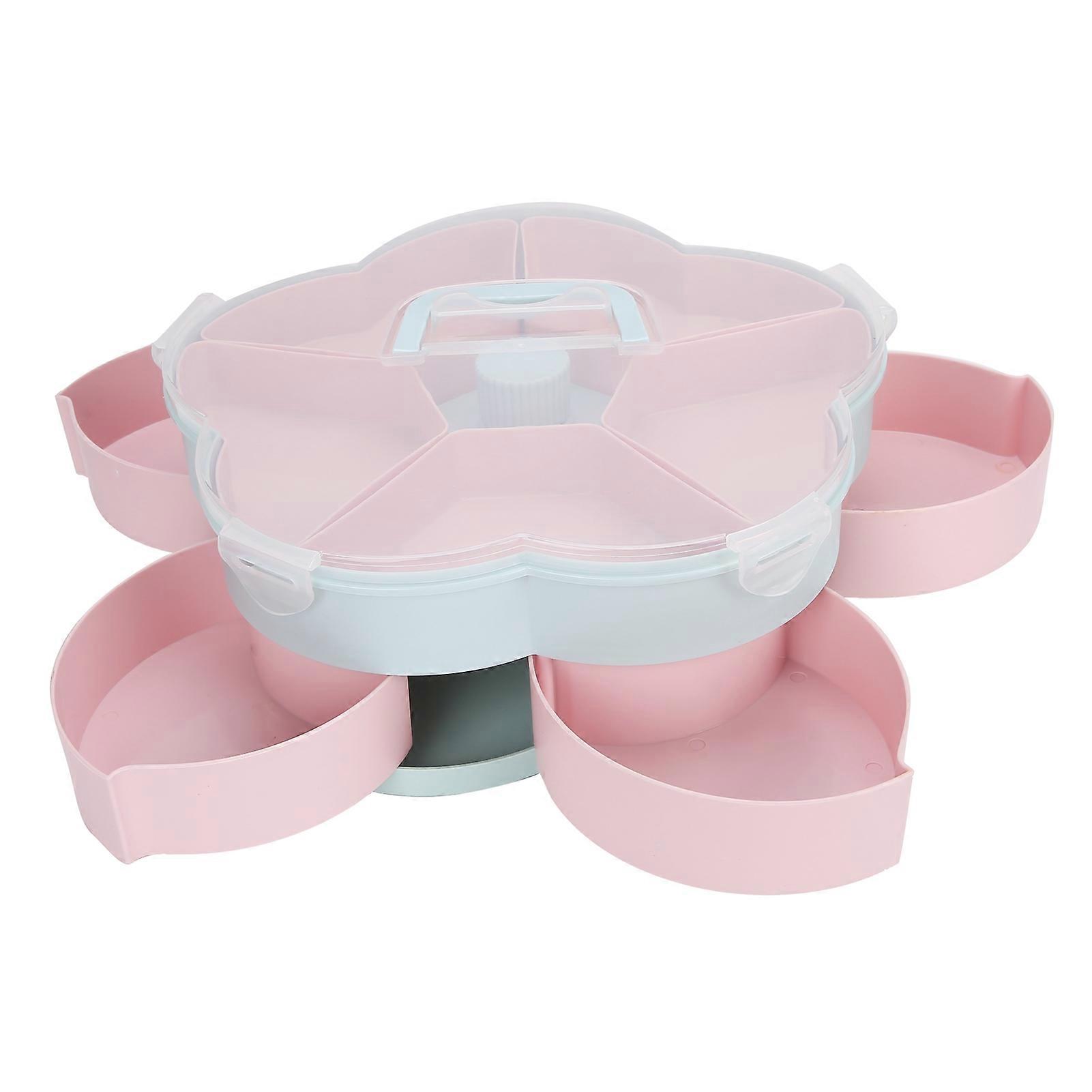 Candy Box Innovative 2-Layer Petal Shape Rotating Snack Storage Container Organizer