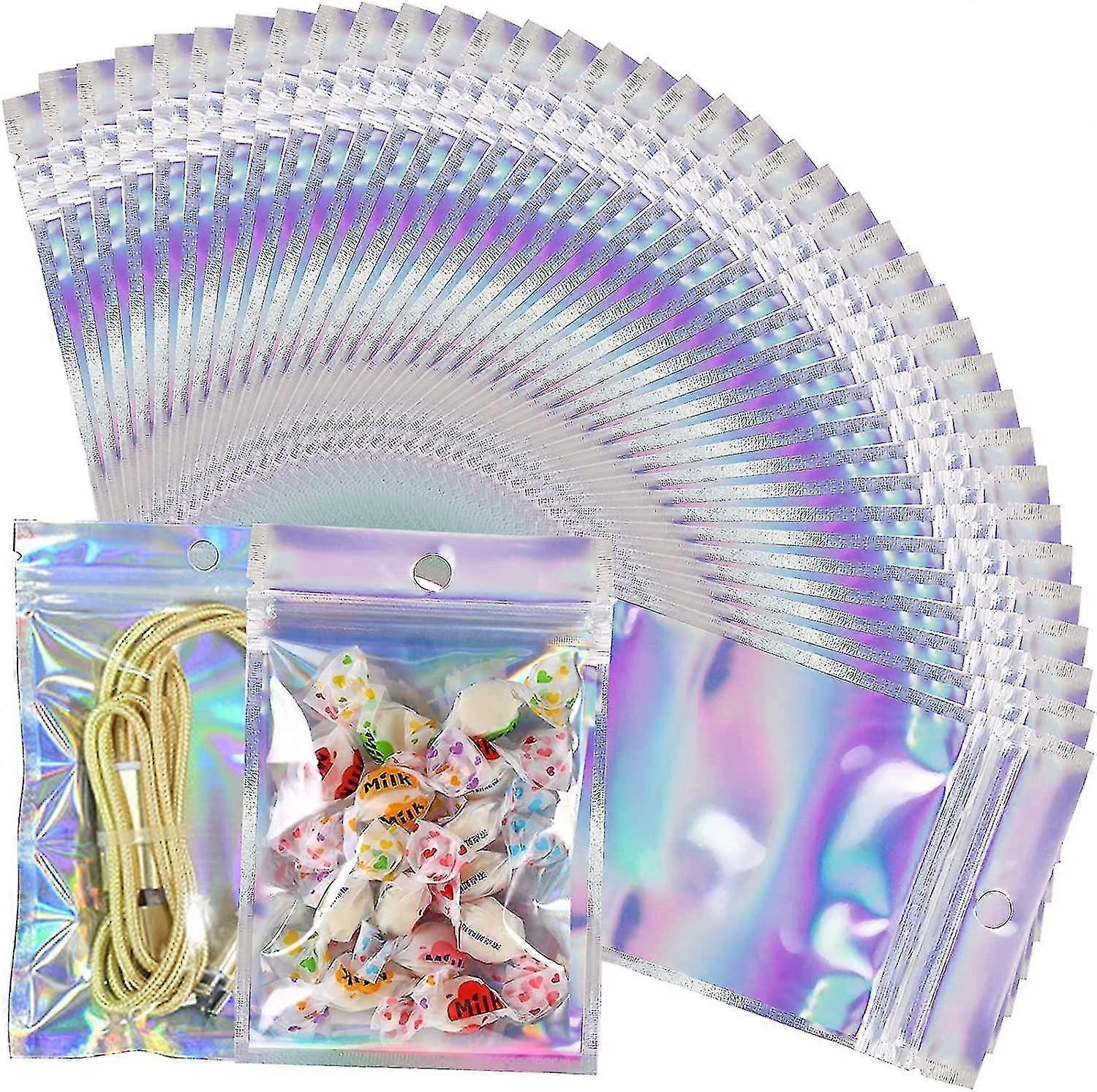 100pcs resealable lukt bevis poser resealable poser holografisk pose zip lock