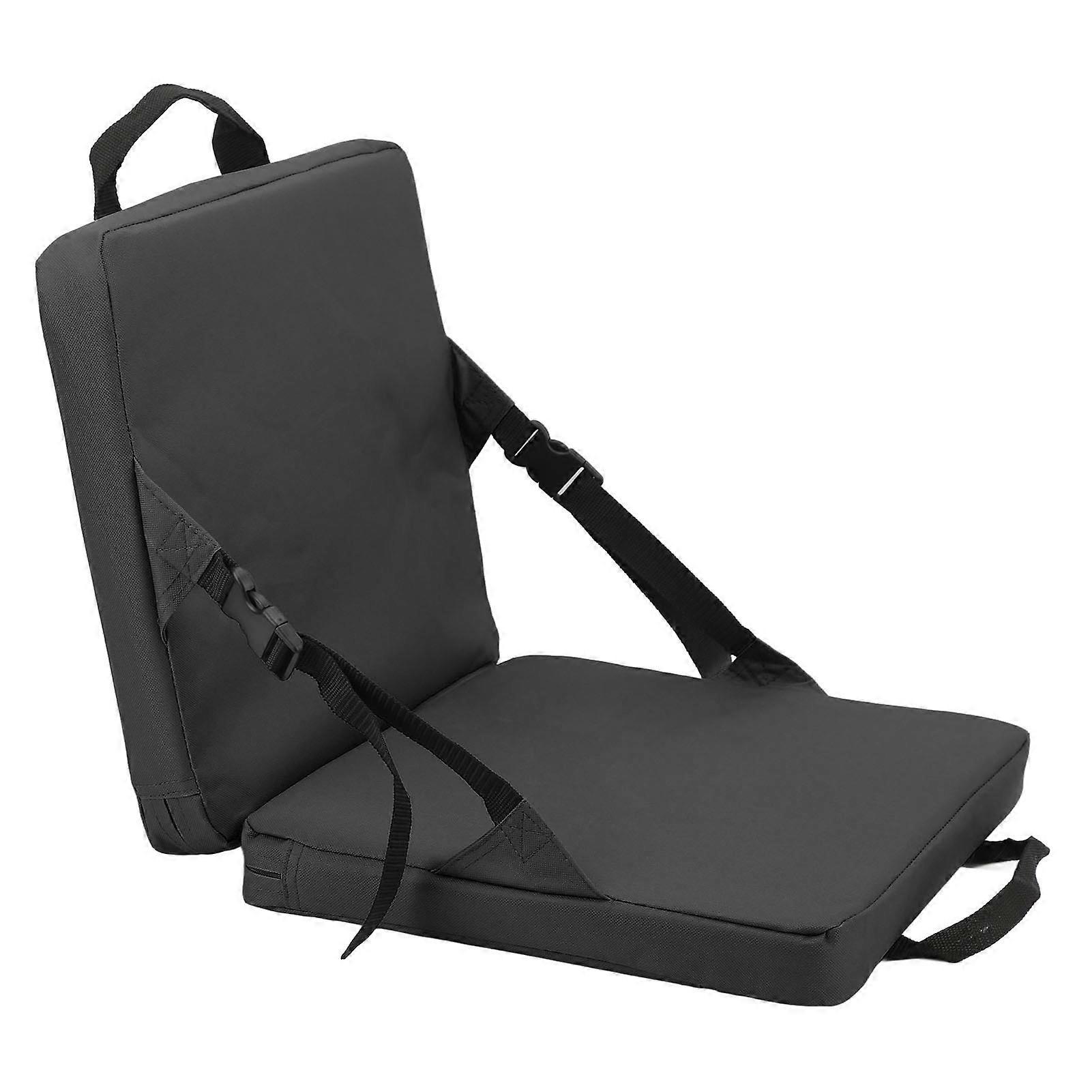 Outdoor Foldable Chair with Backrest Soft Sponge Cushion Back Chair for Stadium and Beach Black
