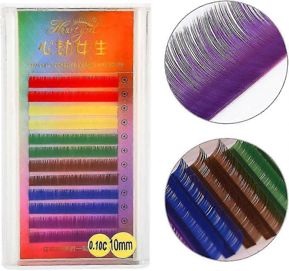 False Eyelashes, 3 Types Rainbow Colorful False Eyelash Extension Gradient Color Fake Eye Lashes Individual Eyelash Extension