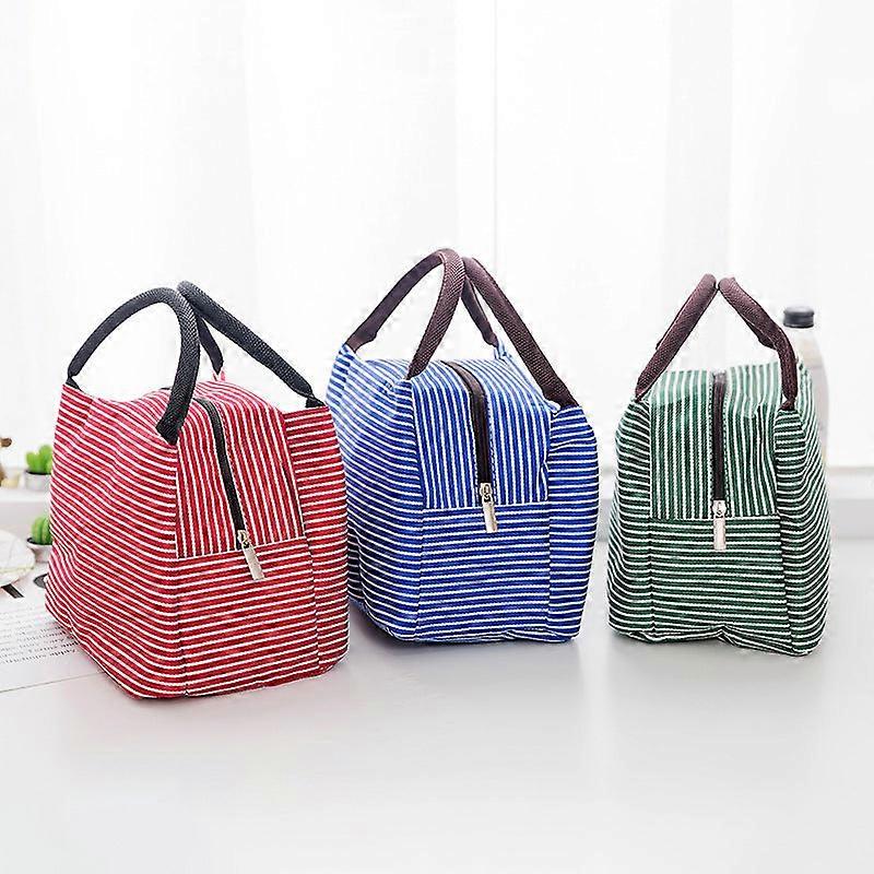 Practical Portable Lunch Bag Portable Striped Thickened Lunch Box