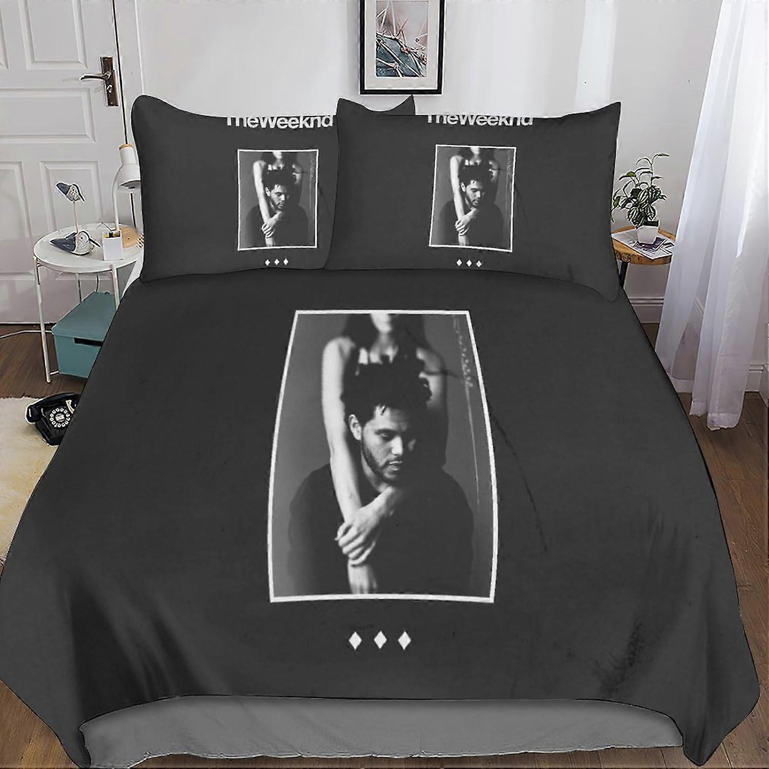 The Weeknd Reminder 3D Print Microfiber Bedding Set, with Duvet Cover and Pillowcases, Suitable for Boys and Girls with Zipper Closure 3 Pcs Double