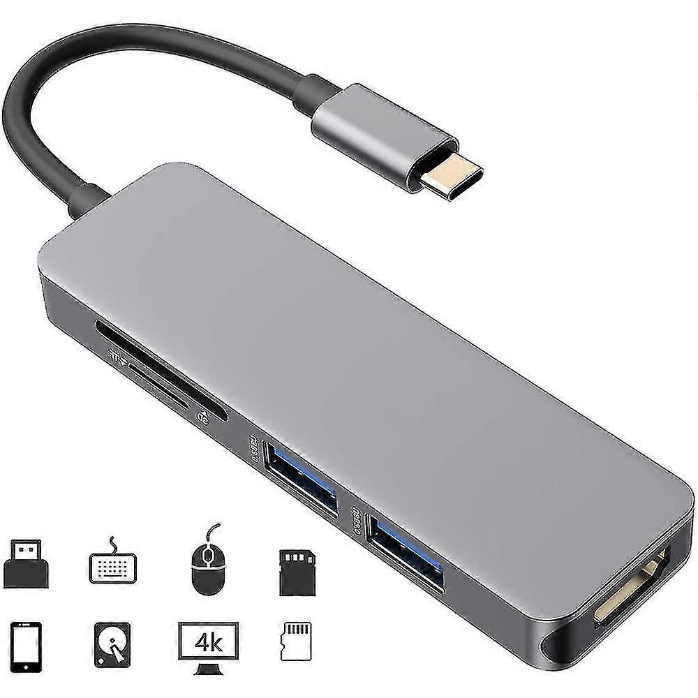 Multifunction 5 en 1 Type-C Hub vers hdmi station Usb Card Reader