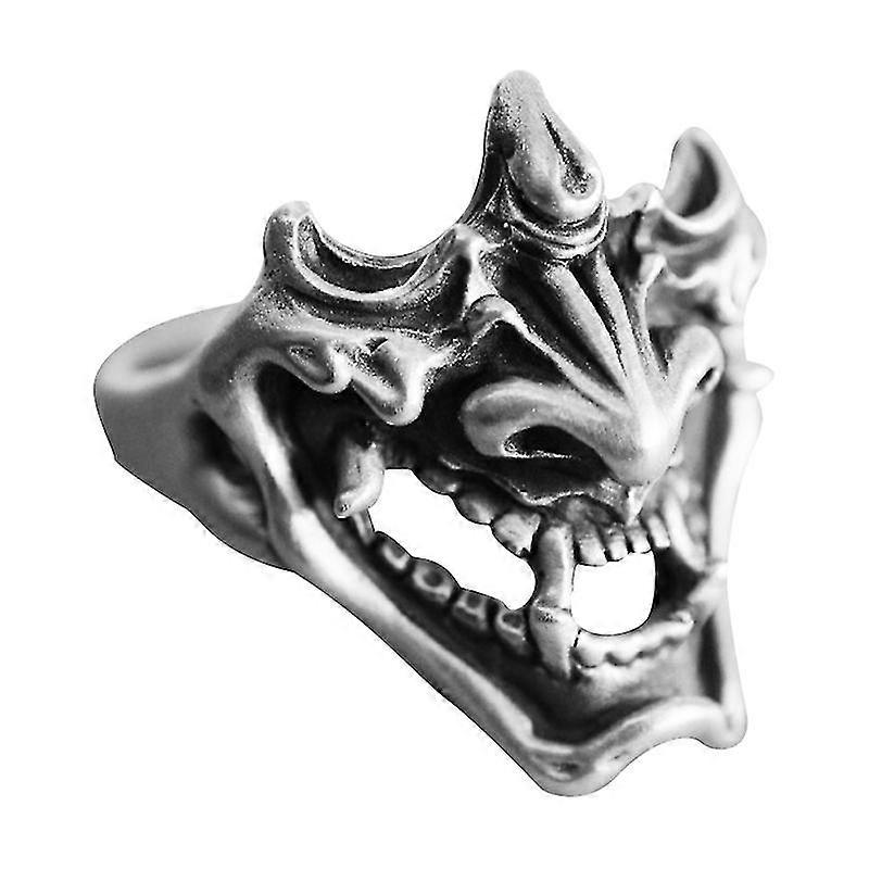 Punk Open Ring Demon Samurai Retro Silver Ring Band Adjustable For Young People