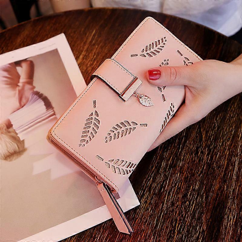 Femmes Portefeuille PU Cuir Sac Main Femelle Long Portefeuille Or Feuilles Creuses Pochette Sac Main Pour Femmes Porte-monnaie Porte-cartes Pochette Embrayage