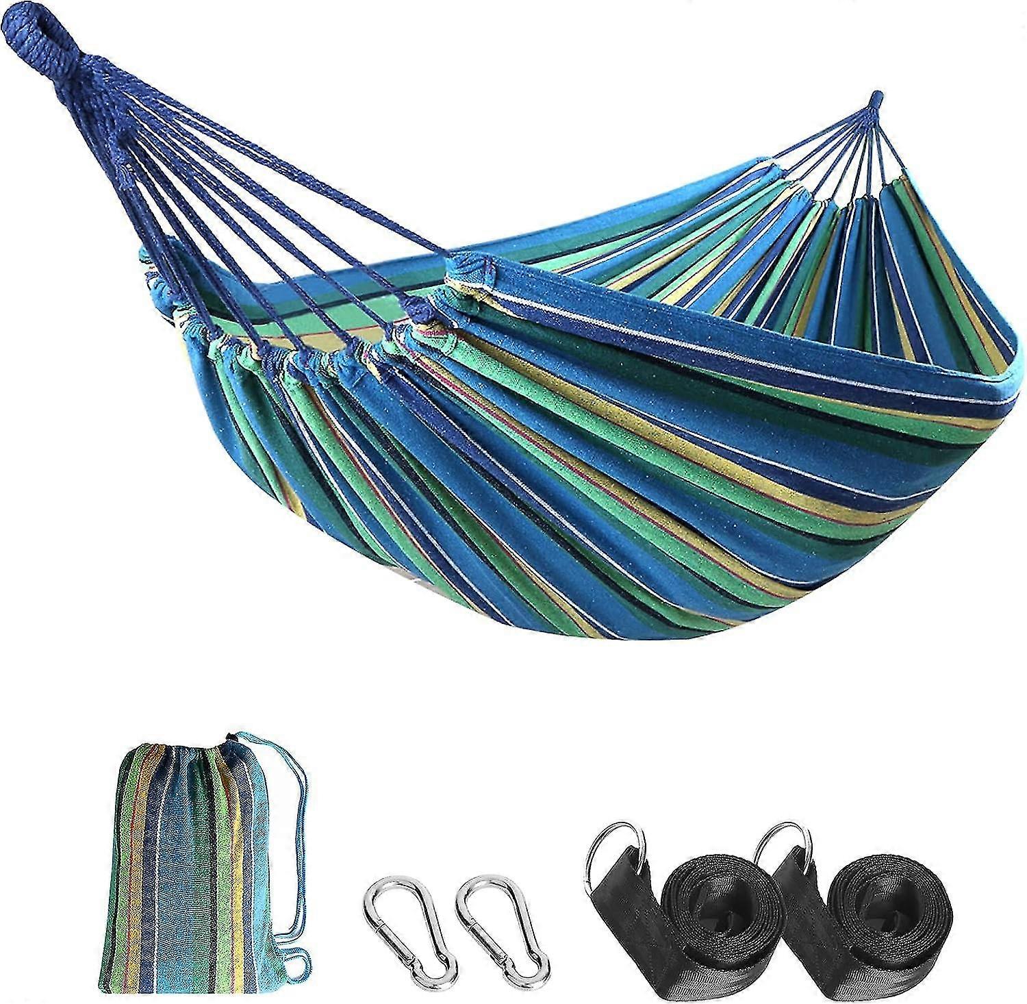 أرجوحة خارجية قطنية متعددة الأشخاص 260 × 150 سم ، سعة تحميل تصل إلى 201 كجم محمولة مع حقيبة حمل لحديقة الفناء