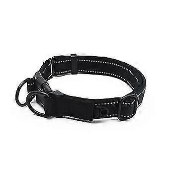 Justerbar hundehalsbånd, reflekterende nylon neopren med separat ID-ring og dobbel D-ring