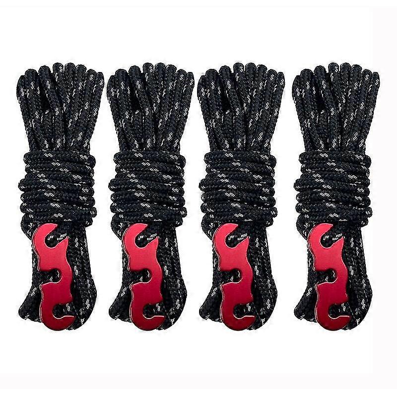 Loop Tent Wind Ropes With Cord Adjuster Tensioners - Outdoor Camping Tent Sky Curtain Reflective Wind Rope Luminous Wind Rope 4 Meters Multi-functiona