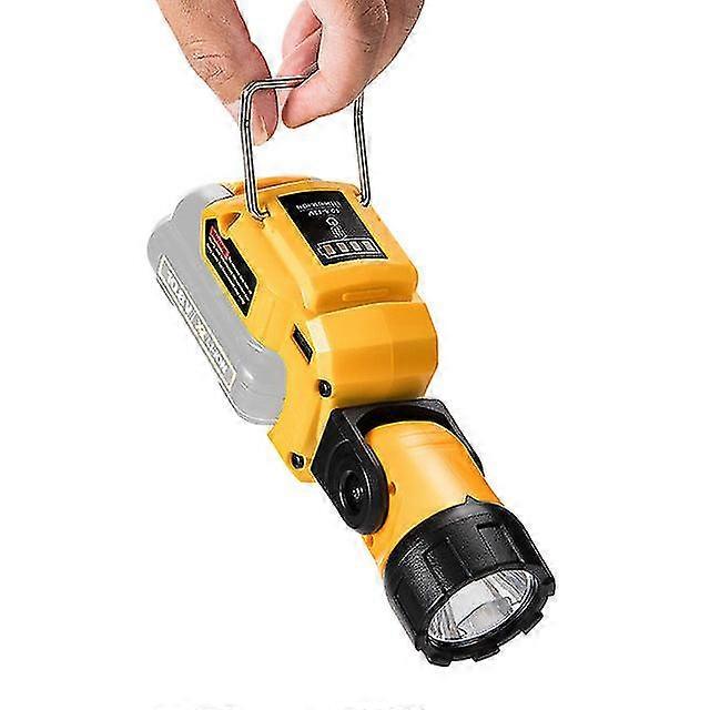 Portable spotlight led warning light work lamp flashlight usb charger for dewalt dcb120 10.8v 12v li-ion battery yellow