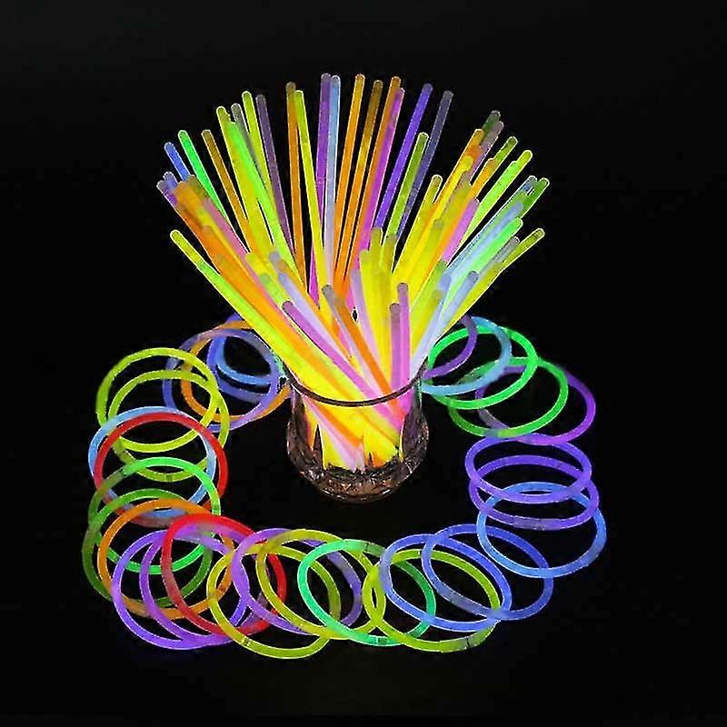 100 Glow Sticks for Children, Mixed Multicolored Glow Sticks-Kit to Create Glowsticks, Bracelets, Necklaces, Glasses and Ball