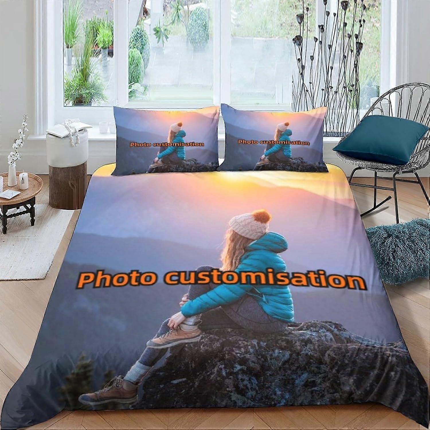 Fotoanpassning D Påslakan Sängkläder, DIY-anpassning Tryckt sängkläder med påslakan Örngott för flicka pojke