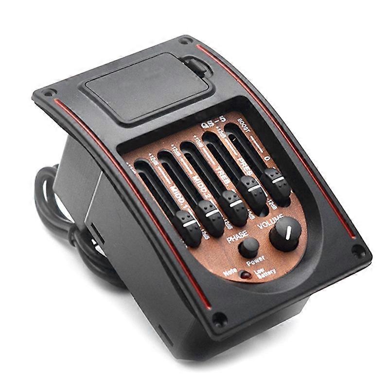 Plastic 5-Band Tone Controls EQ Equalizer Tuner Piezo Pickup Acoustic Guitar -Wired Preamp Guitar P