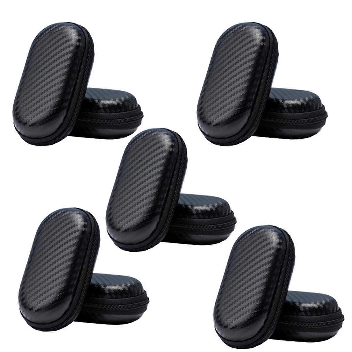 Headphone Bag Oval Headphone Storage Box Data Cable Packaging Box Bluetooth Headphone Storage Bag Straw Mat Pattern