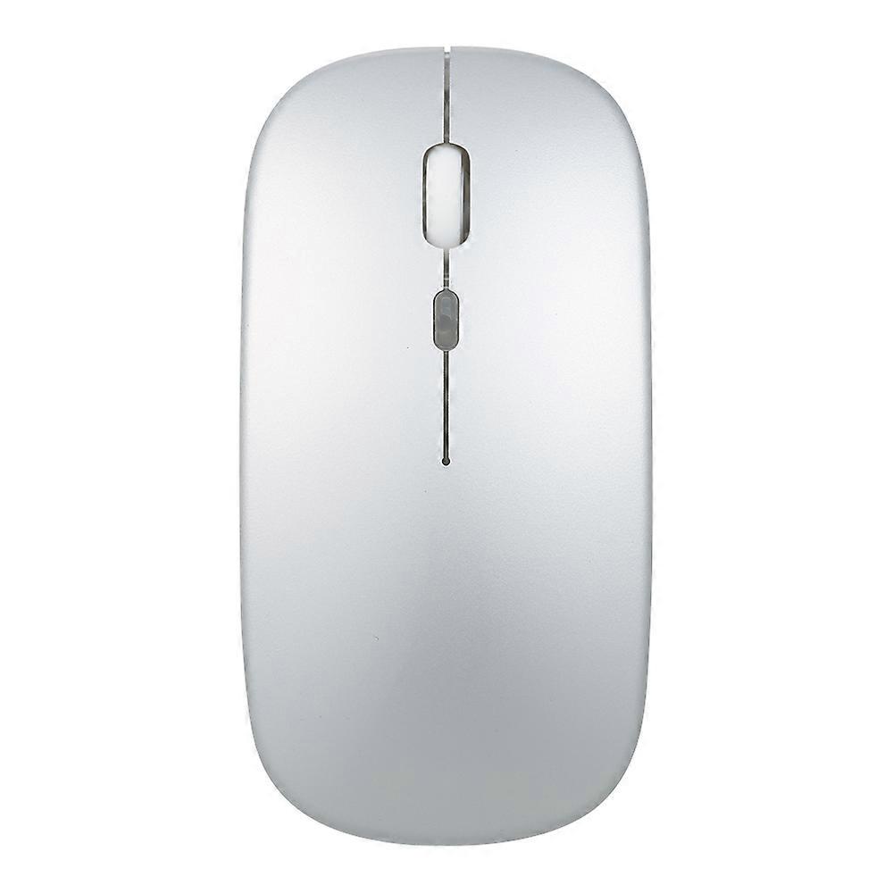 2.4G BT 5.0 Wireless Slim Rechargeable Mouse Less Noise 3 Adjustable DPI 7-color Breathing Light for Laptop Computer, Silver
