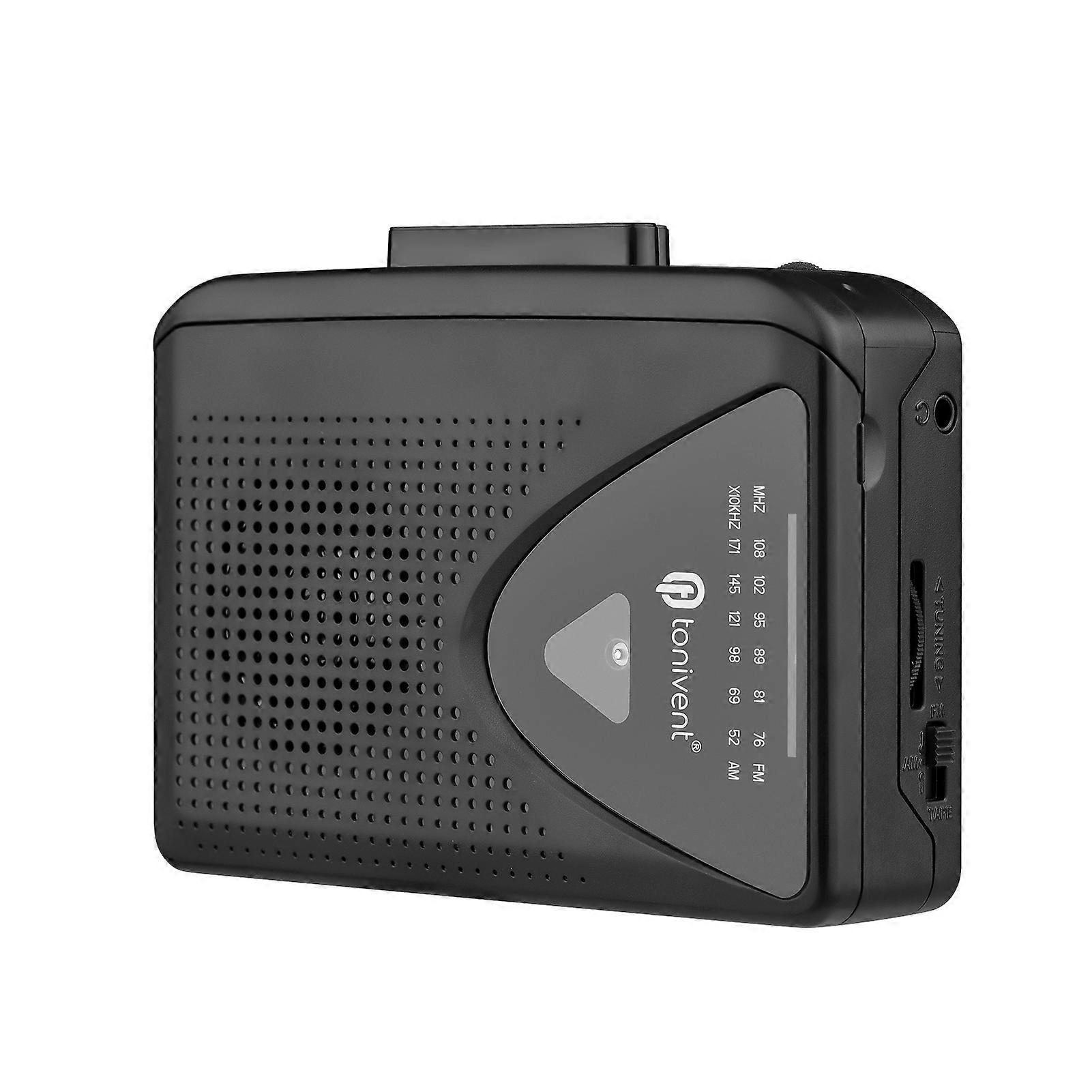 TONIVENT TON009 Portable Cassette Player AM/ FM Radio Auto Stop Mini Stereo Tape Player with 3.5mm Earphone Jack Adjustable Volume for Home School Tra