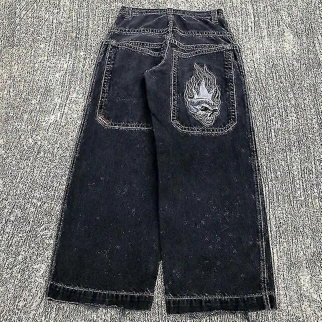 Jnco فضفاض جينز الهيب هوب روك نمط التطريز الرجال والنساء 2024 أزياء جديدة ملابس الشارع الرجعية Harajuku عالية الخصر واسعة الساق الجينز