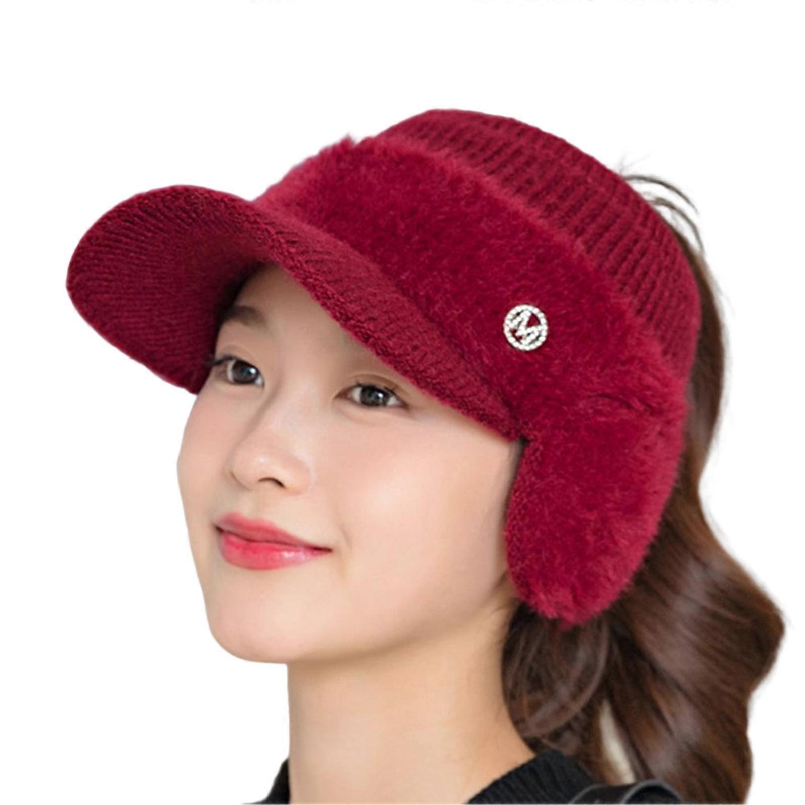 Ear Package Empty Top Hat Autumn Winter New Knitted Tongue Cap Female Thickening Warm Ear Protection