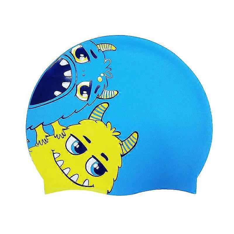 Kids Cartoon Printing Waterproof Swim Caps For Aged 4-12