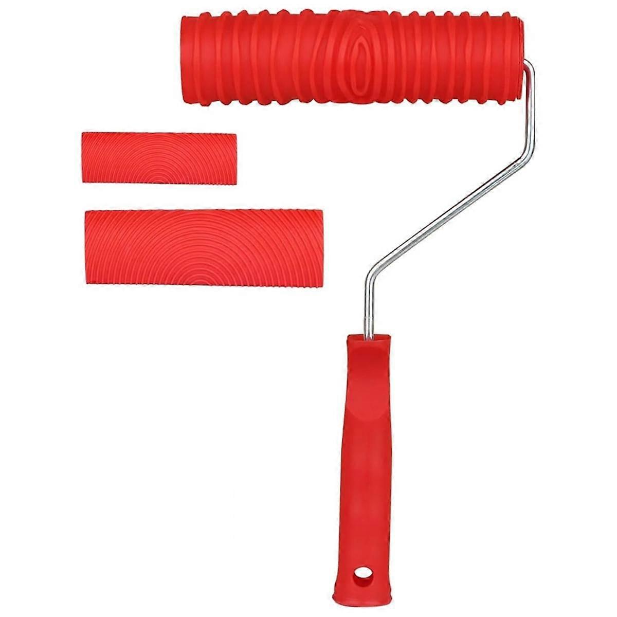 Paint Roller, Paint Pattern Roller, Wood Grain Tool Kit, Wood Graining Maker Tool with Handle for W