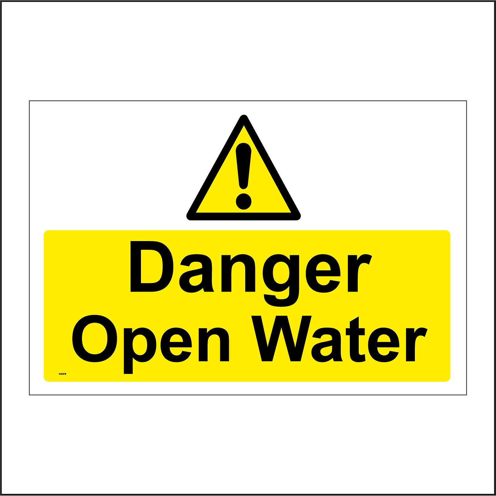 WS879 Danger Open Water Sign with Triangle Exclamation Mark