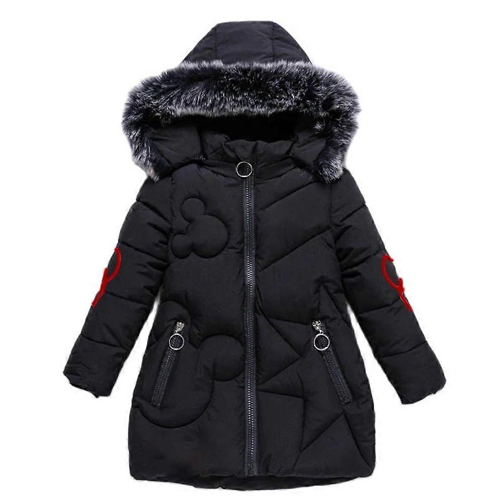 ウィンターガールズパッド入りジャケットポケット付きミッドレングスカジュアルフード付きコートフルジップレングススリーブ厚手ジャケット