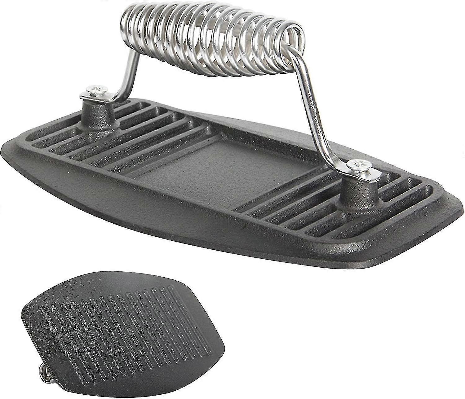 Heavy Duty Cast Iron Grill Press With Easy Grip Handle Steak Weight Bacon Press